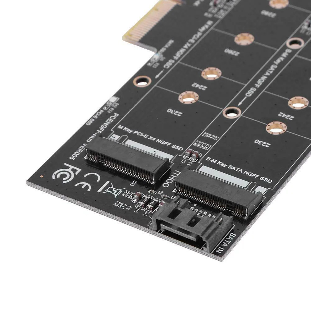 Двойной интерфейс к PCIE X4 Компьютерные аксессуары B-key компоненты Адаптер платы M.2 NVME черный SSD M