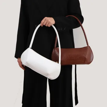 

Vintage Alligator Underarm Baguette Shape Bag Women Shoulder Bag PU Leather Handbag OL Commuter Bags Messenger Bags For Women