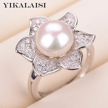 

YIKALAISI 925 Sterling Silver Jewelry Pearl Rings 2020 Fine Natural Pearl jewelry 9-10mm Rings For Women wholesale