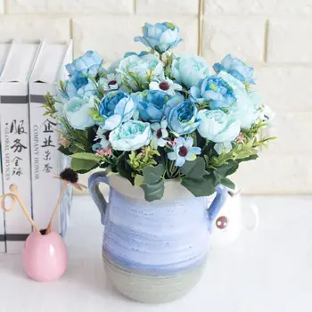 

European Style Peony Imitation Flowers Household Wedding Decoration Artificial Flower 4-Head Chrysanthemum Peony