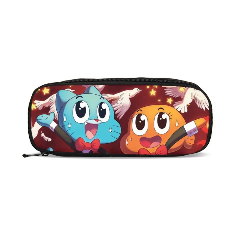 Удивительный мир Gumball печать Ручка Чехол Карандаш чехол Модный кошелек милые девушки Монета Сумка кошельки детский пенал Чехол - Цвет: Коричневый