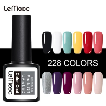 

LEMOOC 8ml Nails Gel Polish Colorful Varnish UV Permanent Top Coat Soak Off Top Base Nail varnish Nail Art DIY Design