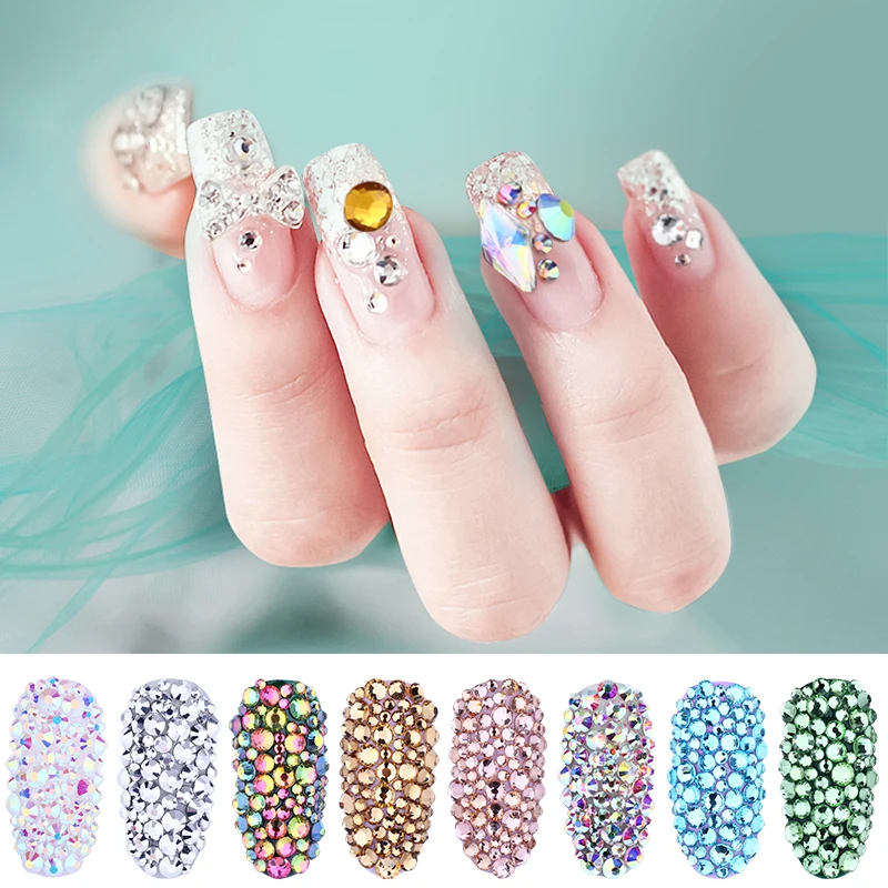 

New 1728pcs Nail Art Rhinestone Ues For Mobile Phone Case Shoes Clothing Six Grids Size Nail Rhinestone Crystal Art Decoration