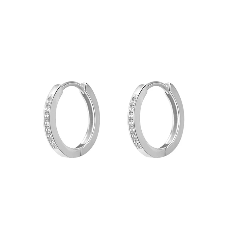 Silver 10mm 1 пара, 925 пробы, серебряное маленькое кольцо серьги круг, круглые Huggie серьги-кольца для женщин, девушек, ушное кольцо, Ушная кость, пряжка - Окраска металла: Silver 10mm