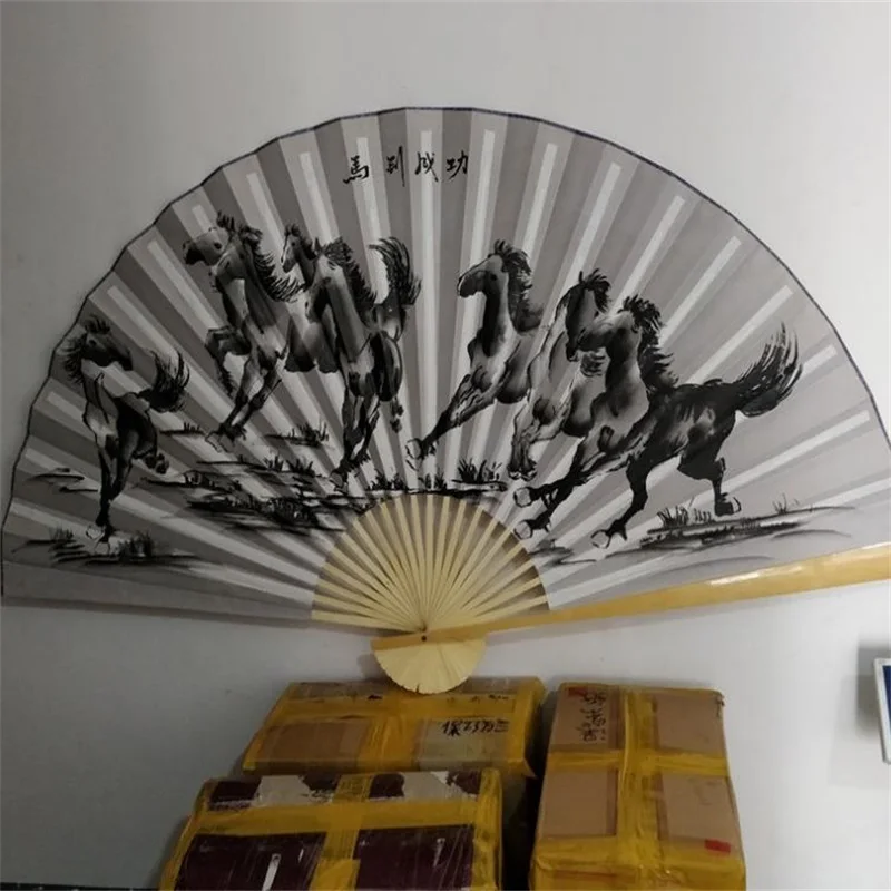 Подвесной вентилятор декоративный вентилятор китайский стиль ремесло шелковая ткань вентилятор большой складной вентилятор жизни c - Цвет: 63x110cm