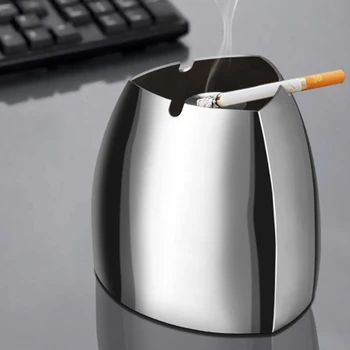 

Stainless Steel Triangle Prismatic Ashtray Classic Stainless Steel Ashtray Home Round Windproof Ashtray Thickened With Column