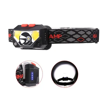 

Built-in Battery XPG+COB Red And White Light With Power Display USB Charging Induction Strong Bald Lamp