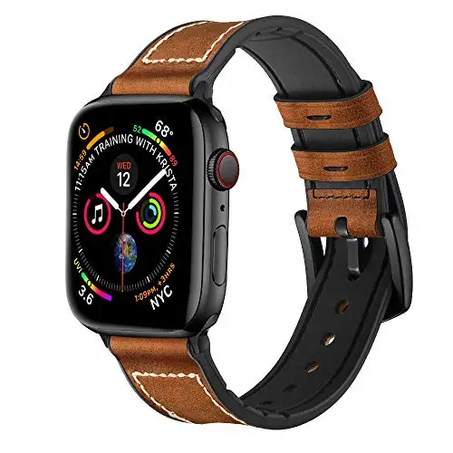 

YAYUU Leather and Silicone Band For Apple watch Series 4 3 2 1 Waterproof Sports Strap Compatible For Apple Watch 38 40 42 44