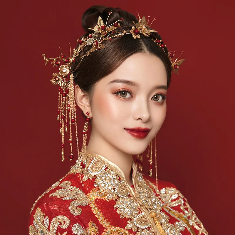 Traditional Chinese Hair Accessories Hairpin Hair Stick Headdress Wedding Hair Jewelry Pin Ornaments Bridal Headpiece Gold Tiara Hair Jewelry Aliexpress