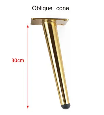 4pcs Metal Furniture legs Straight Cone And Oblique Cone Table Leg Sofa Chair Leg coffee tables Furniture fittings,15/20/25/30CM gold oblique 30cm