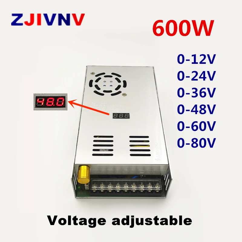 CA 220V a CC 12V 24V 36V 48V 60V 72V 1200W Fuente de alimentación conmutada  12V100A 24V50A 60V20A Voltaje Transformador (Voltaje de salida: 12V
