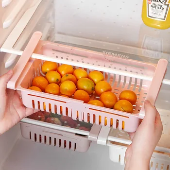 

Drawer Style 1Pcs Multi-Purpose Kitchen Storage Box Pull-Out Food Storage PP Spacer Layer 4Color Refrigerator Fresh