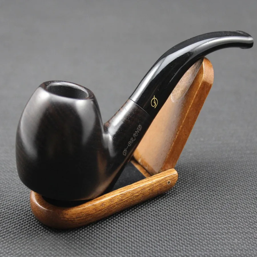 10pc handmade ebony wood smoking pipe with 9mm filters pouch holder #409S