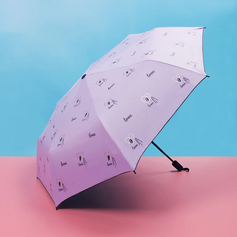 Только Jime конфетного цвета, трехслойный розовый складной зонтик с черным покрытием, солнцезащитный, анти-УФ, зонт от солнца с черным покрытием - Цвет: 6