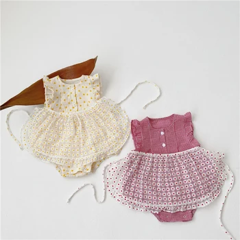 

2020 Newborn Girls Daisy Rompers Baby Girls Clothes Summer Baby Girl Flying Sleeve Jumpsuit Casual Sunsuit Cute Cotton Outfits