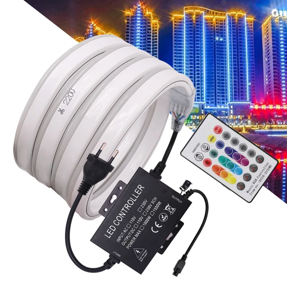 110V 220V RGB Светодиодный светлая неоновая вывеска SMD5050 гибкий светодиодный неон лента Водонепроницаемый Неон Светодиодная лента с 750W Bluetooth управлением