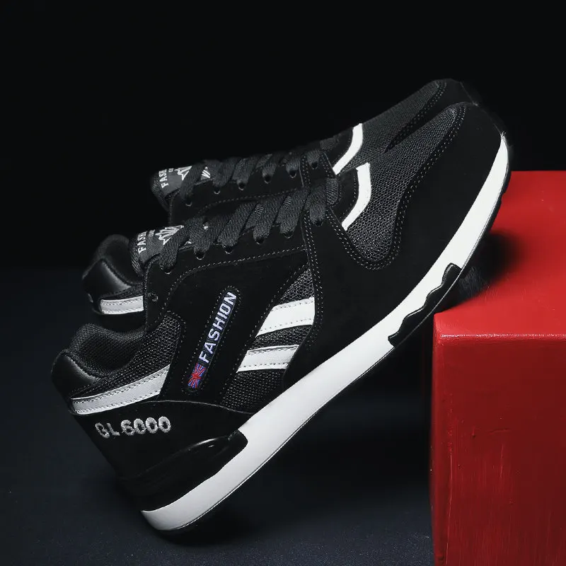 

Sneakers Men Pigskin mesh flat Running Shoes For Men Outdoor Platform Shoes Breathe Portable Sport shoes Zapatillas de hombre