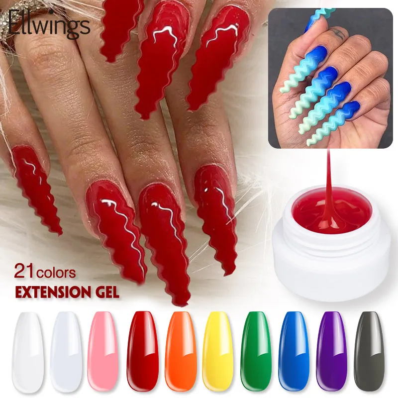 Ellwings Color Rainbow Poly Gel Nail Extension Jelly Wave Hard Semi Permanent Soak Off UV Building Lacqu | Красота и здоровье