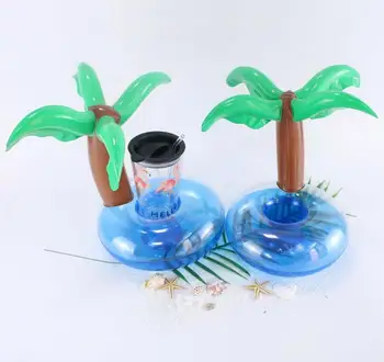 

100pcs Inflatable Palm Trees Coasters Jumbo Coconut Trees Drink Cup Holder Beach Backdrop Party Wedding Decoration Party Favors