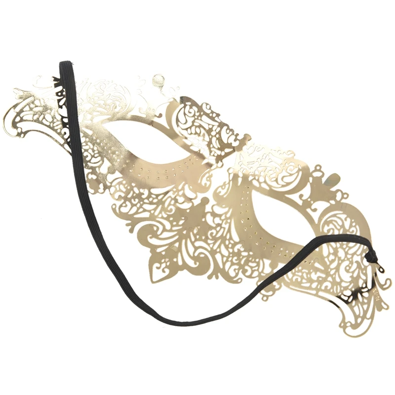 Глянцевая металлическая филигрань Phantom Половина маска для Венецианского маскарада(золото/белые камни