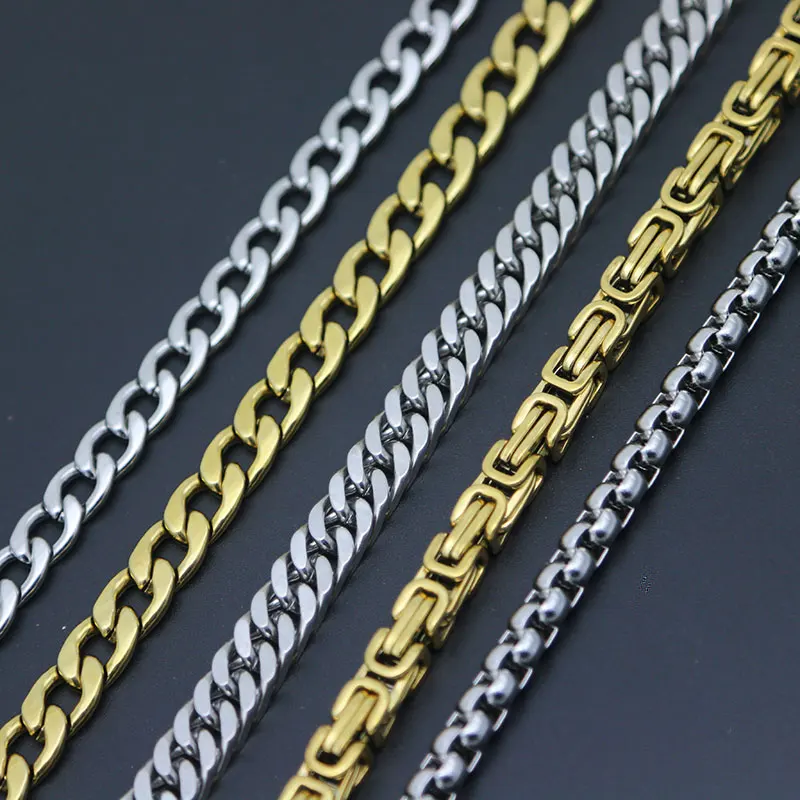 Серебро золото нержавеющая сталь браслет коробка Плоское Ожерелье браслет для женщин мужчин девочек и мальчиков