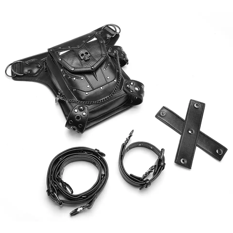 Marsupio Steampunk Con Teschio - Borsa Da Gamba Gotica Per Moto E Viaggi - Unisex - Foto 5