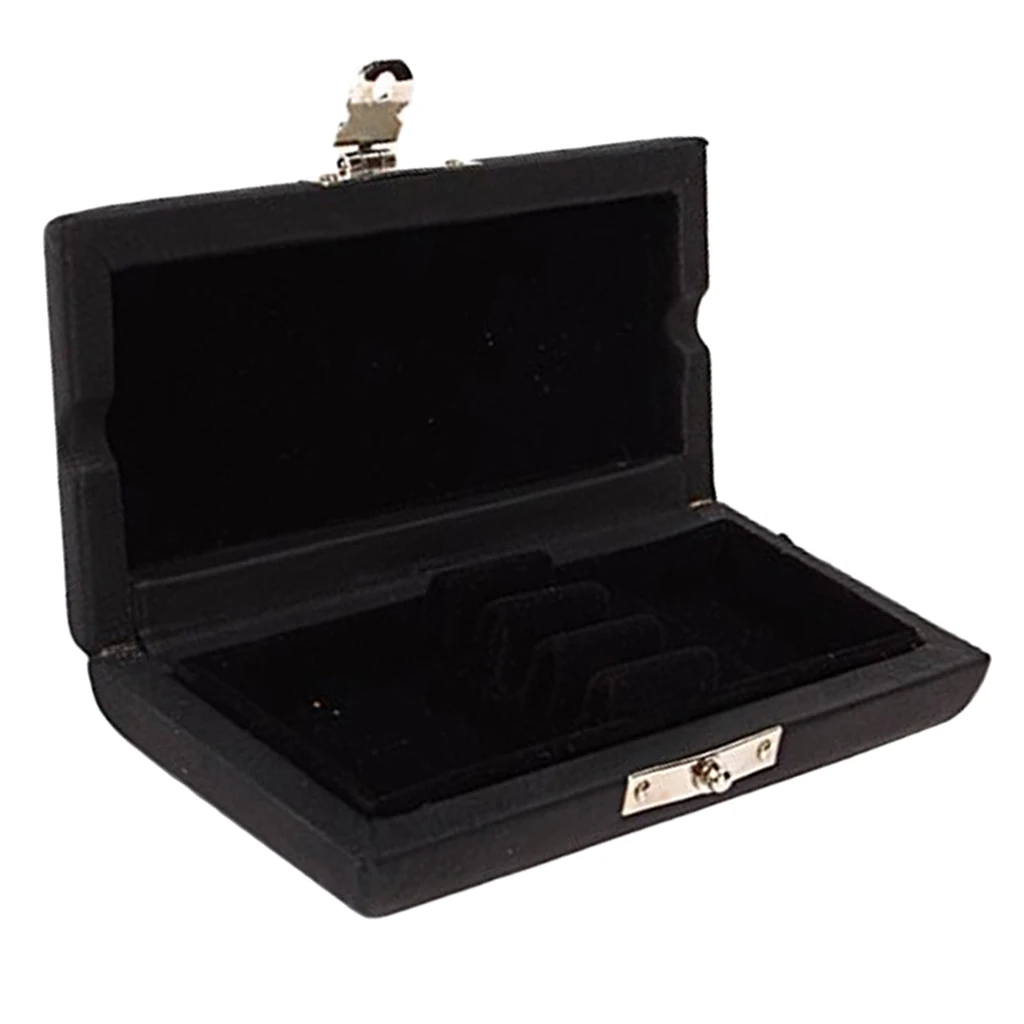 3x Oboe Reeds Case Box Holder PU Leather & Wooden for Wood Wind Parts Black