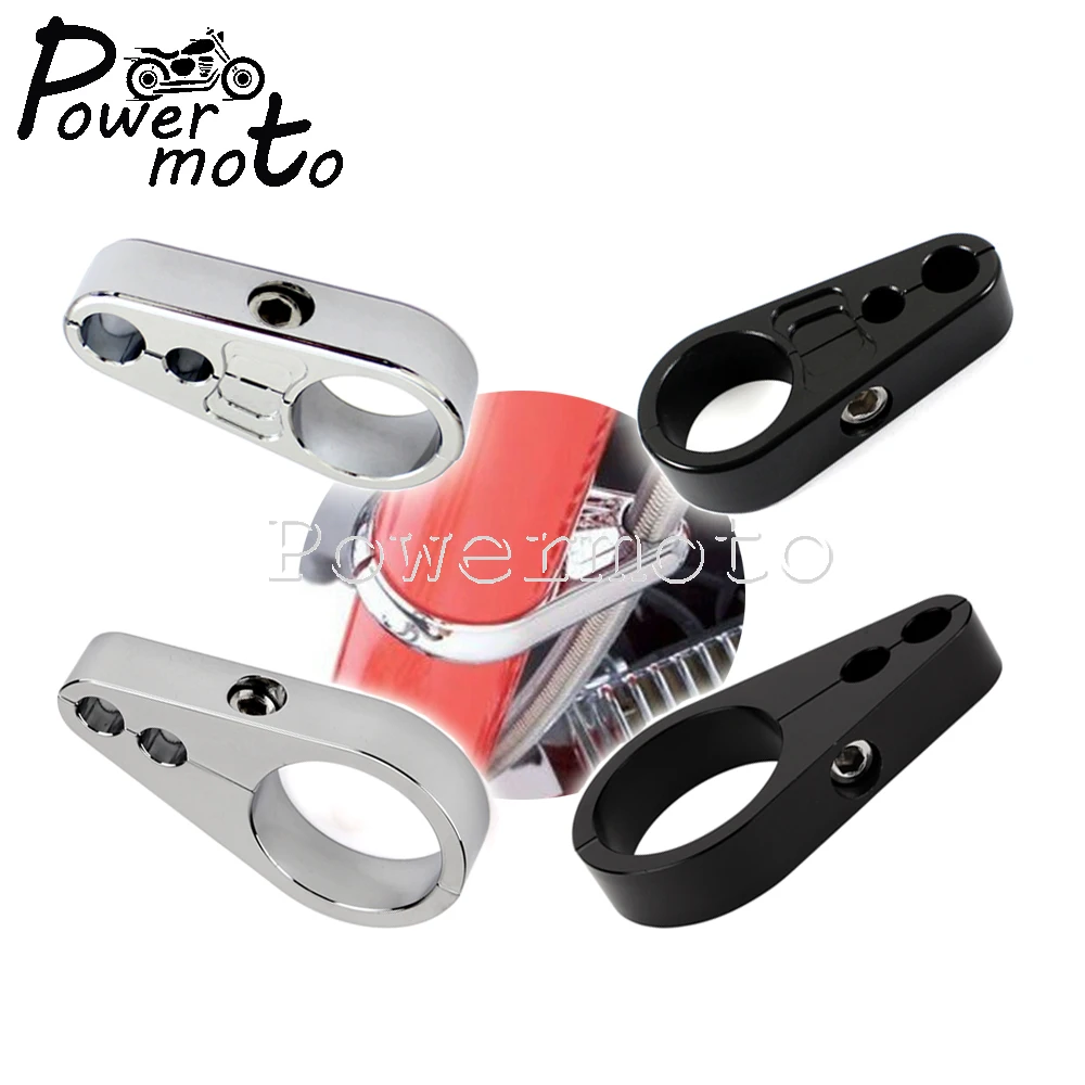 1 1/4" Handlebar Dual Hole Throttle/Clutch Cable Clamp Holder for Harley Touring Softail Road King Sportster 32mm Cable Bracket