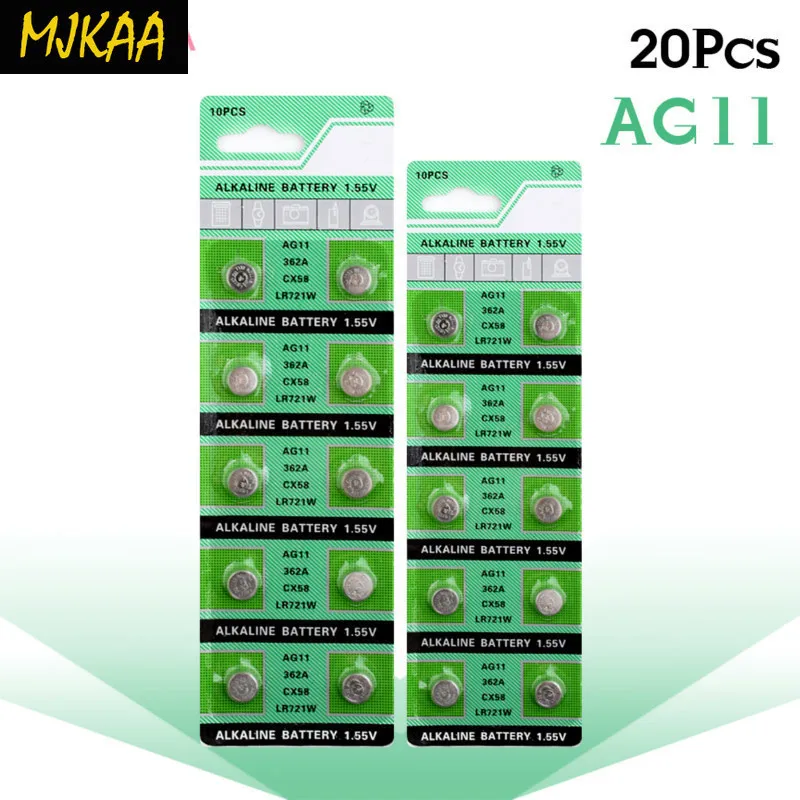 20 шт для часов кнопка батареи AG11 362 SR721SW SR58 TR721 Щелочная монетная батарея|Часовые