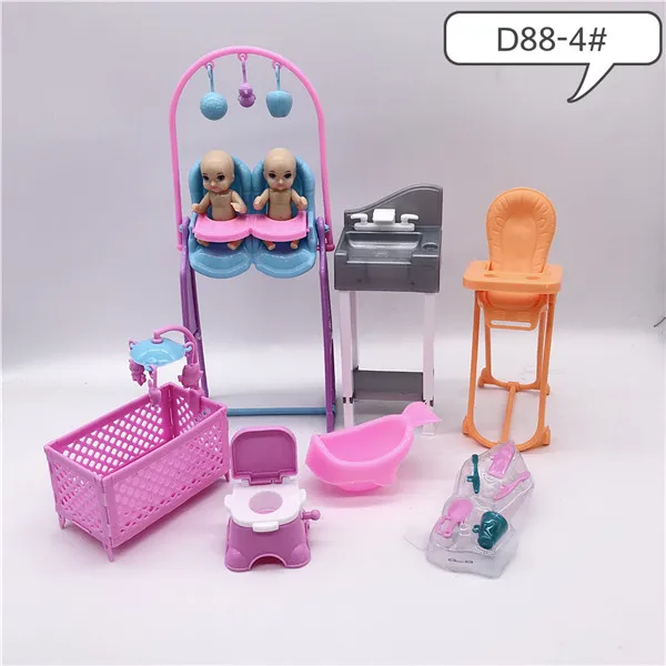 Новейшая мода аксессуары для Барби детская кроватка+ туалет+ Спальня+ парк развлечений Пластиковые Детские интерактивные игрушки/