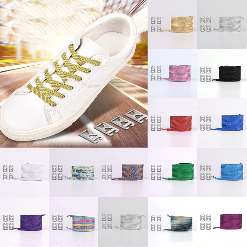 Casual Elastic Magnetic Shoelaces Buckle Lazy Shoelaces Creative Gold Silver Colorful Stretch Locking Lazy Shoelaces Strings