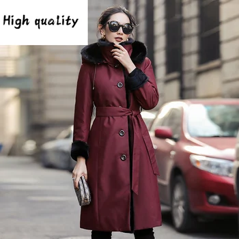 Preise NatĂŒrliche Liner Kaninchen Parka Echt Mantel Winter Jacke Frauen Nerz Pelz Kragen Warme Lange Jacken Chaqueta Mujer MY4082