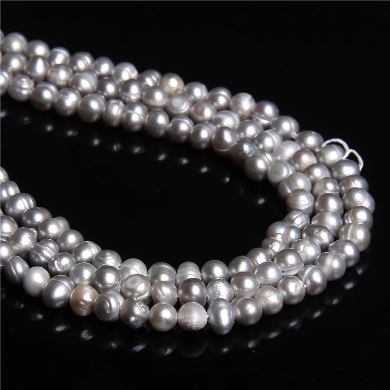 4-4.5mm gray Бусы из настоящего натурального жемчуга, настоящий пресноводный жемчуг, бусины в стиле барокко, свободные жемчужины для самостоятельного изготовления браслетов и ожерелий, ювелирных изделий 14,5" - Цвет: 4-4.5mm gray