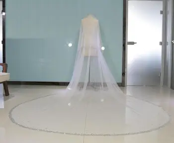 

4M Real Image Bling Bling Bead Two Layers Bridal Veils Luxury High Quality Rhinestone Long Wedding Veil With Comb