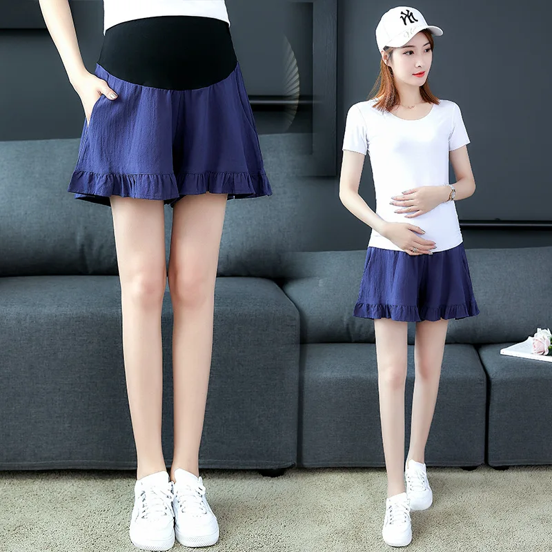 

Photo Shoot Maternity Pants Summer New Style Frilled Maternity Pants Versatile Wide-Leg Slimming Outer Wear Shorts Loose-Fit Loo