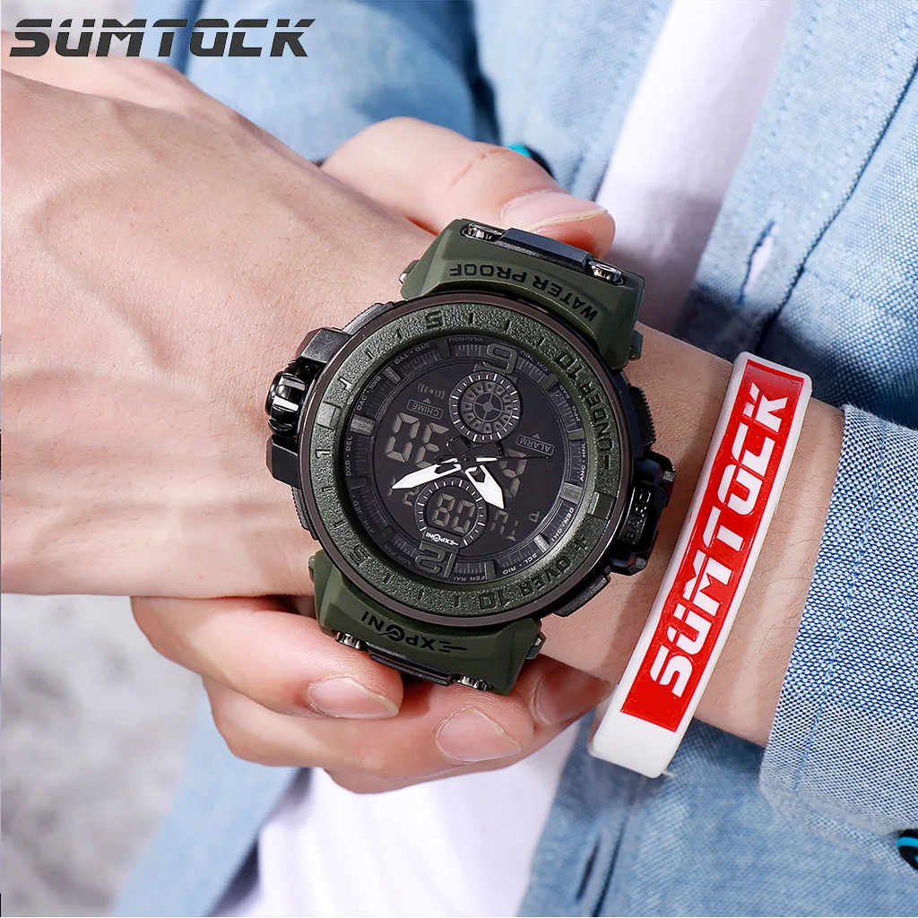 

Sumtock Multi-functional Teenager Trend Students Watch Men Sports Watch Dual Display Electronic Quartz Watches