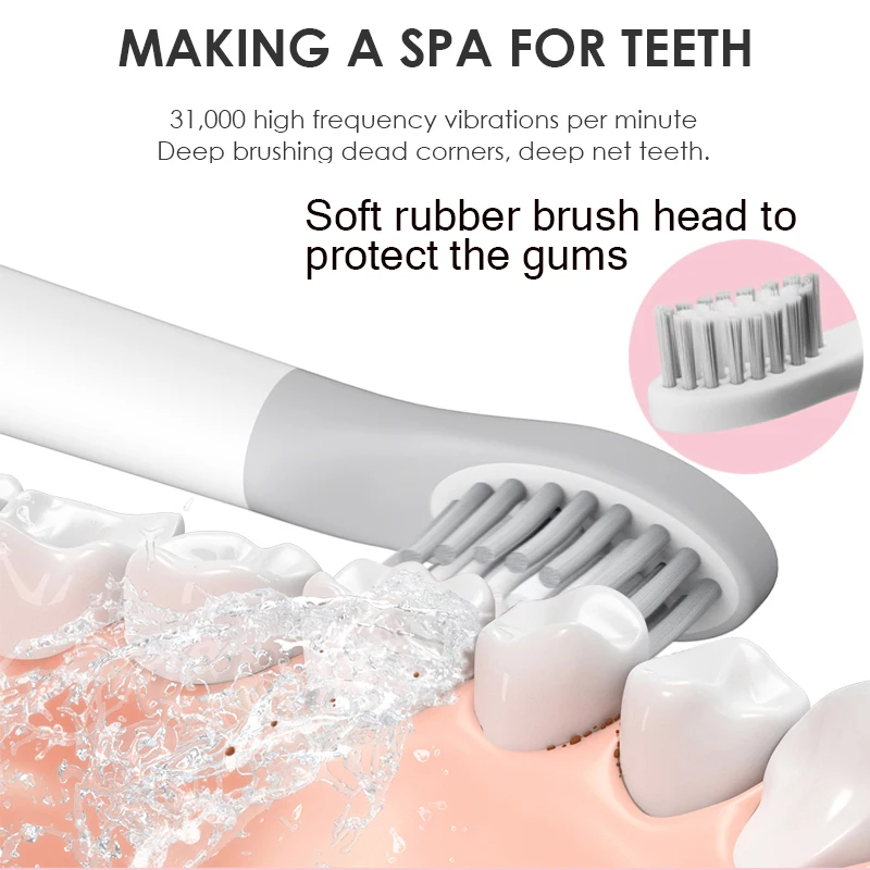 PINJING sonic electric toothbrush ultrasonic toothbrush rechargeable IPX waterproof rinse xiaomi ecological chain product 5 PINJING sonic electric toothbrush ultrasonic toothbrush rechargeable IPX waterproof rinse xiaomi ecological chain product 5