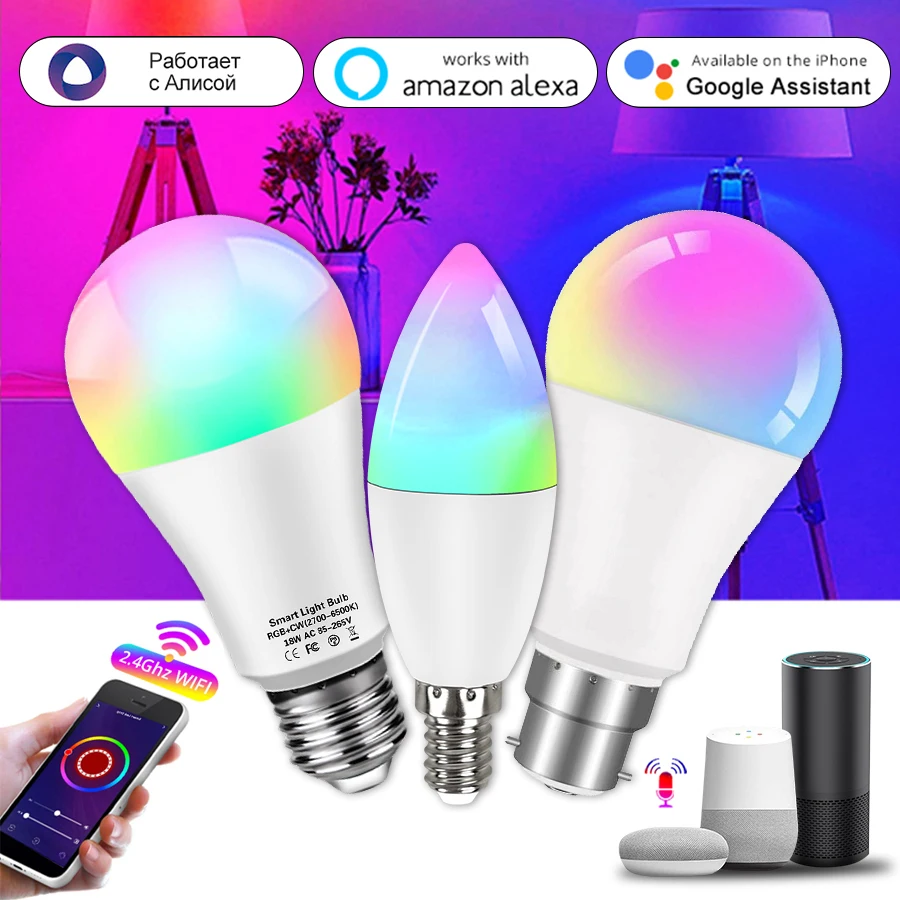 Smart WiFi Bulb Alice Lamp Alexa Voice Control E27 18W 12W 15W 10W