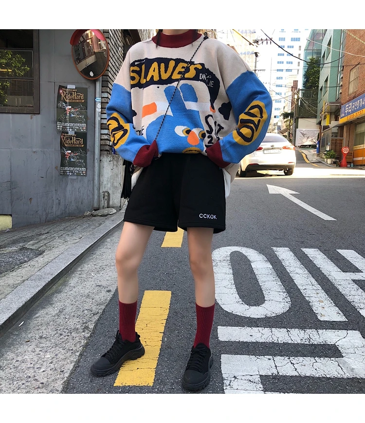 Novelty Funny Sweater Sweet Lady New Streetwear Sweaters Cute O-neck Pullovers Warm Winter Tops