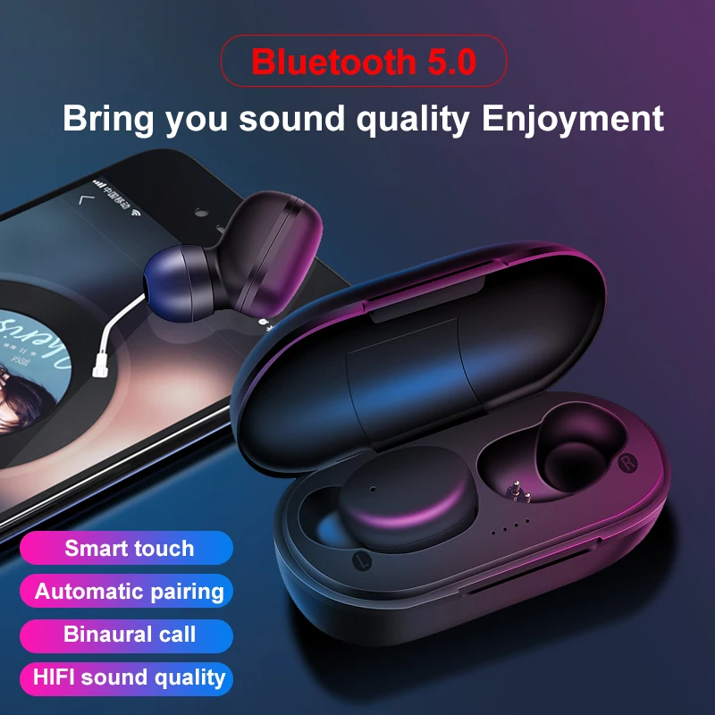 Bluetooth 5 0 Earphones Earpieces TWS Wireless Headphones With Microphone Earphone Earbuds Handsfree Music Sports Gaming Headset