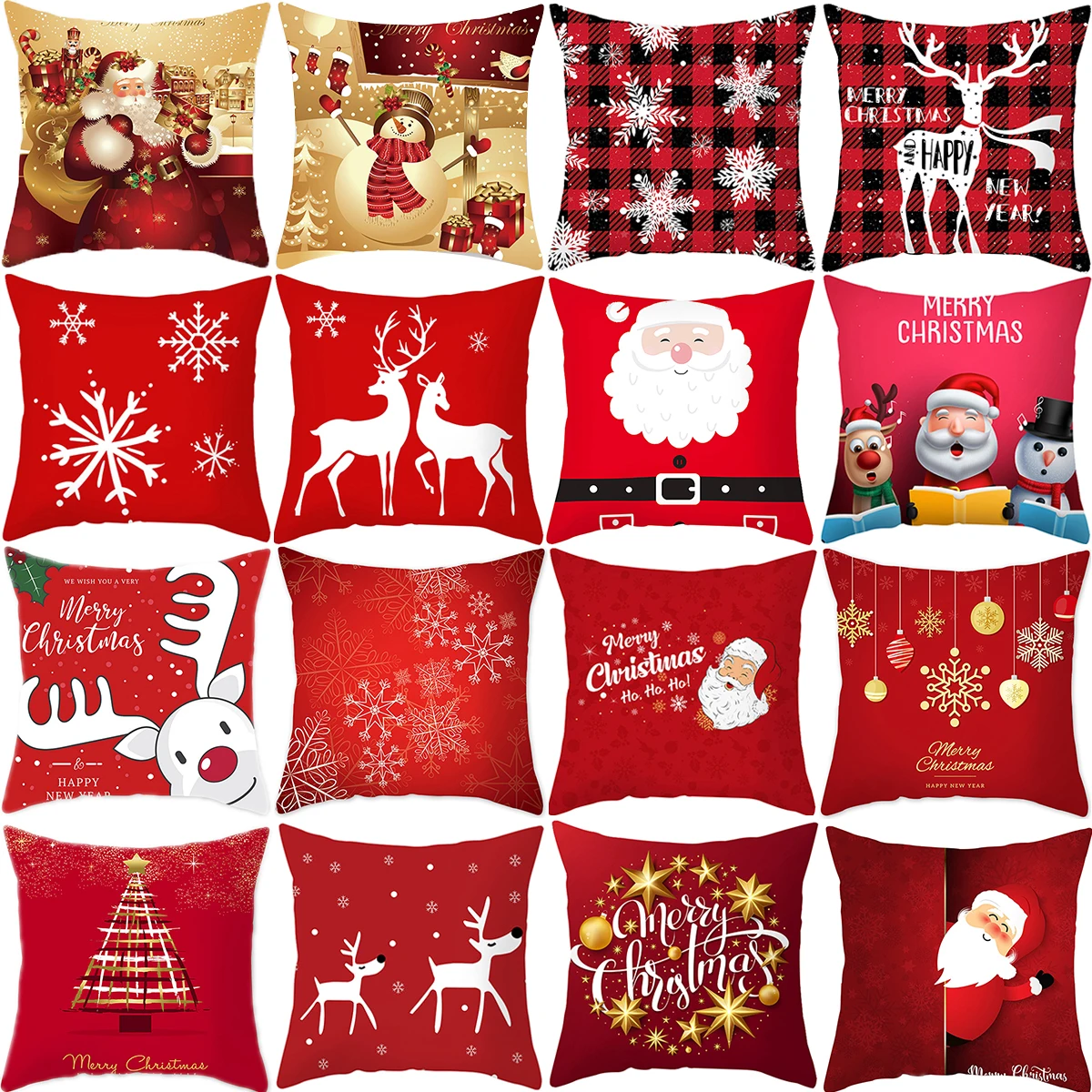 Christmas Cushion Cover Merry Christmas Decor For Home Santa Claus Christmas Ornament Xmas Gift Navidad 2023 Happy New Year 2024