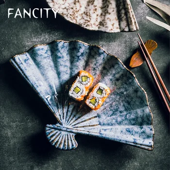 

FANCITY Fan plate, creative ceramic plate, large plate, restaurant plate, sushi plate flat plate