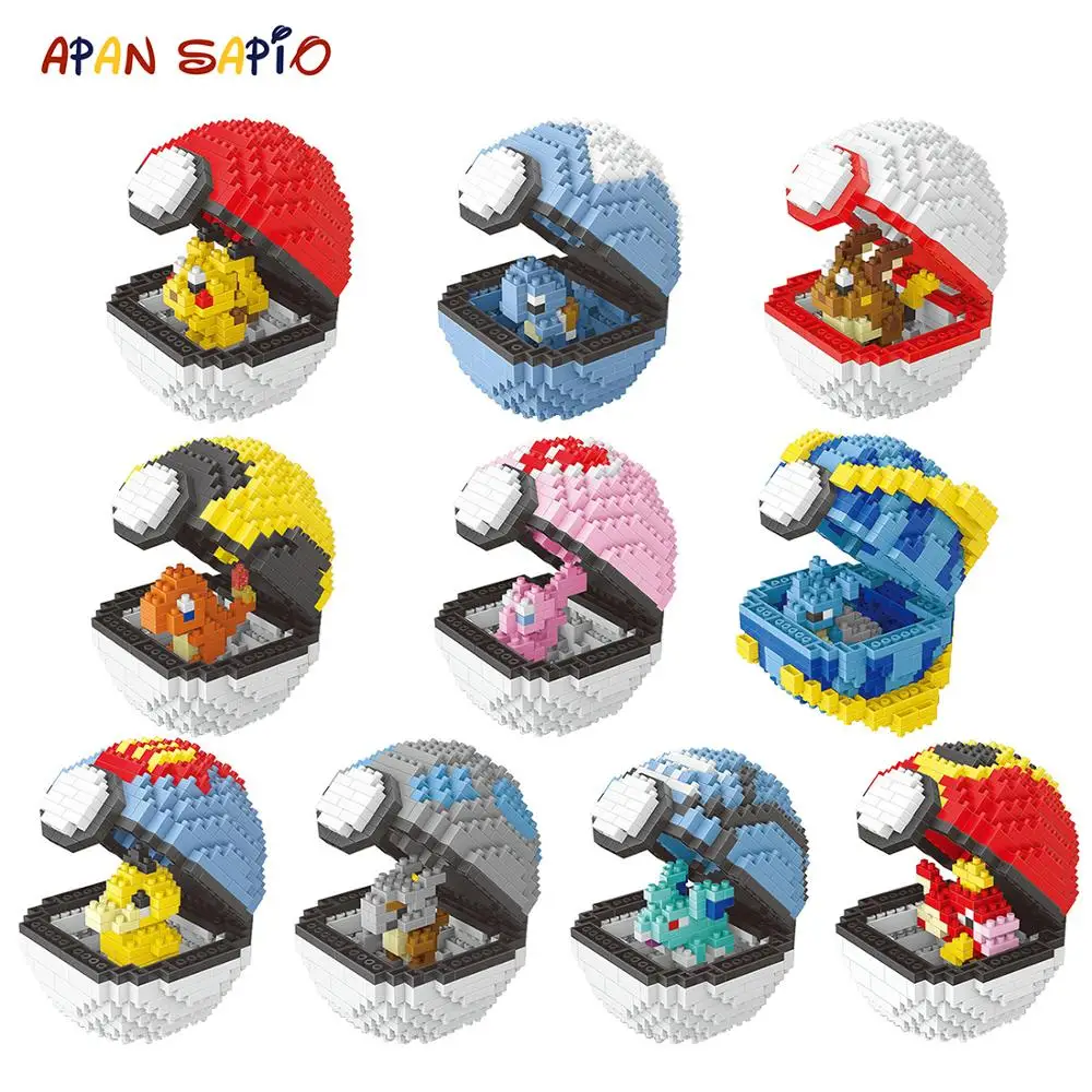

Mini Building Blocks Pokeballs Mini Brick 3D Cartoon Character Model Educational Games Toys for Children Compatible with Legoe