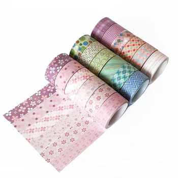 

6 Pcs/Set Cute Grid Stripe Washi Tape Kawaii Flower Masking Tape Decorative Adhesive Tape Sticker Scrapbooking Diary Stationery
