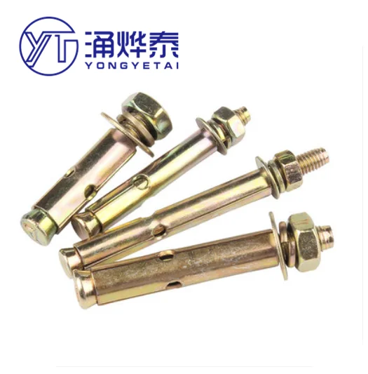 

YYT 2PCS Iron color zinc expansion screw outer expansion bolt pull explosion explosion screw expansion tube M10*80 M10*60 M8*60