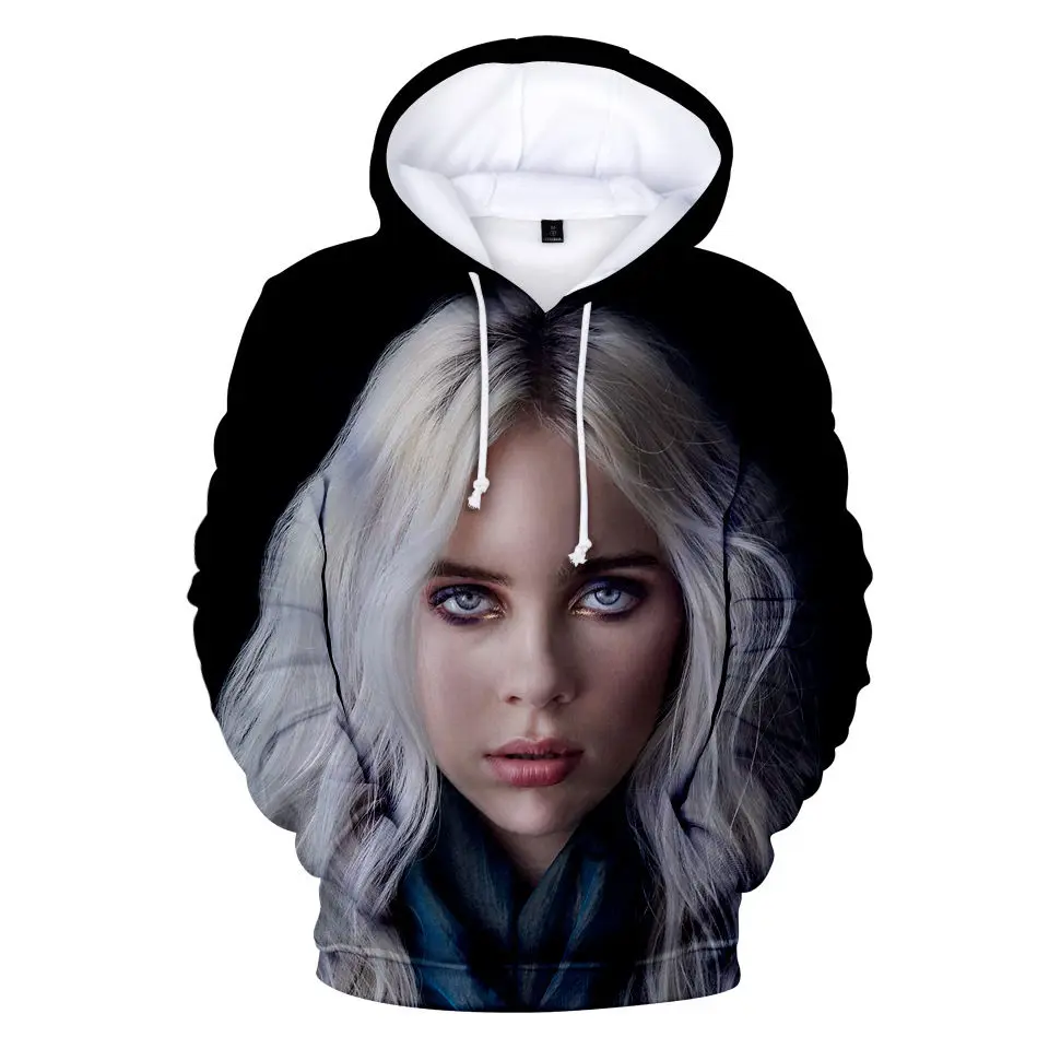 Классический тренд Billie Eilish 3D толстовки Толстовка для мужчин и женщин Billie Eilish толстовки с капюшоном осенне-зимняя одежда Топы