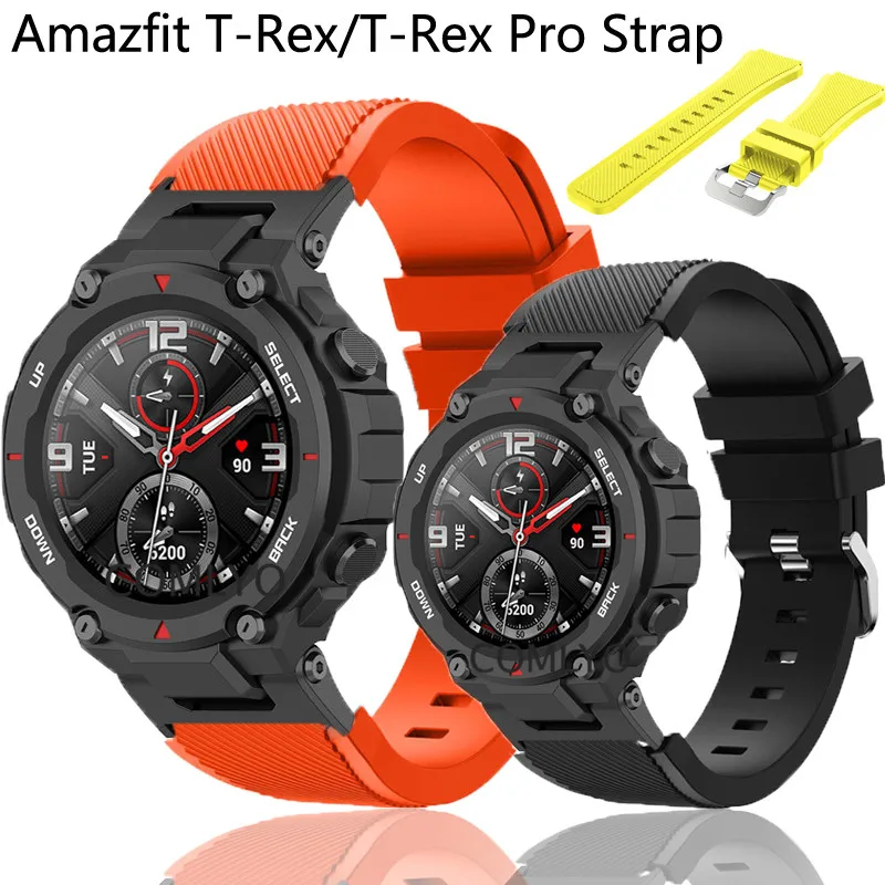 

Новый спортивный ремешок для Huami Amazfit T-Rex Pro, мягкий силиконовый утолщенный спортивный браслет, аксессуары