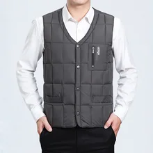 Среднего возраста вниз жилет плюс размер мужской одежды осень и зима старый человек вниз жилет папа носить теплый жилет