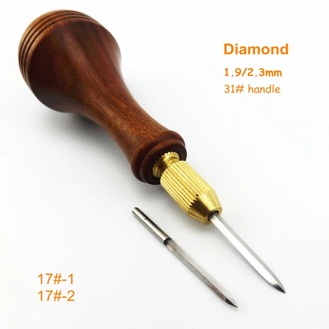 1pc Leather Craft High Quality French Steel Blade Hardwood Handle Round Awl  Tool