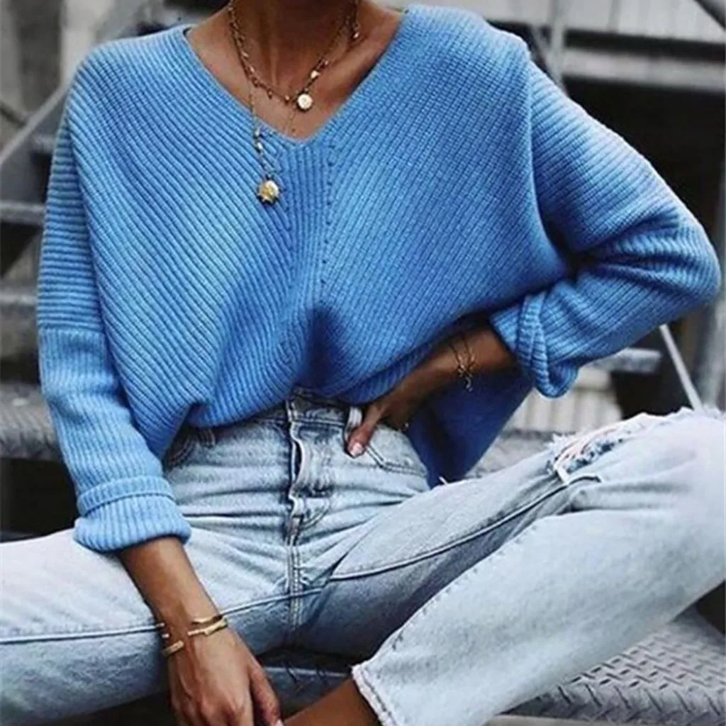 

Female korean style sweater for women 2019 autumn oversized Sweater Long Sleeve Knitted Tops Femme Pullover Blouse sueter mujer